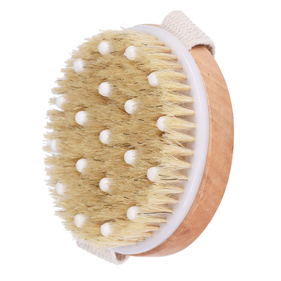 BSCI Boar Bristle Exfoliate Bamboo Shower Brush